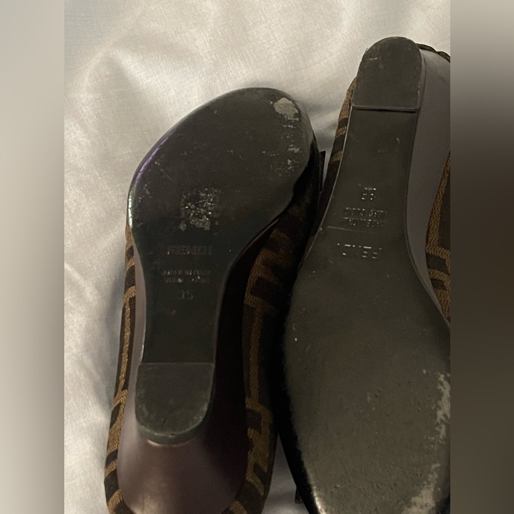 Real FENDI zucca wedges in size 35 brown bow - Picture 7 of 14